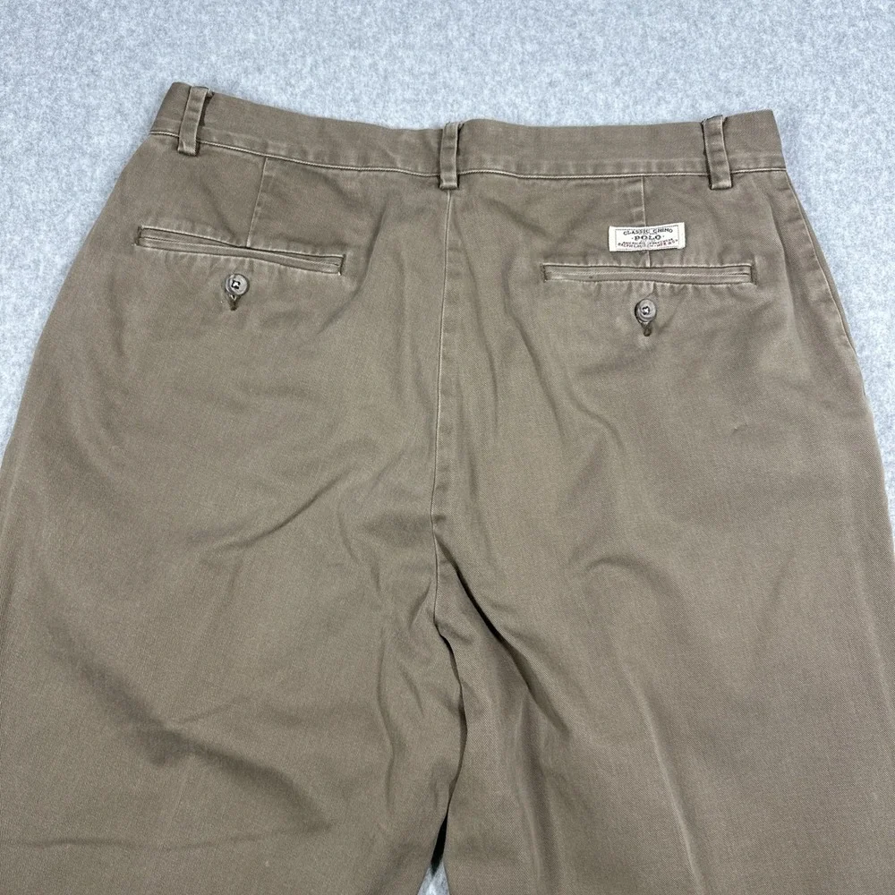Vtg Polo Ralph Lauren Classic Chino Cotton Twill Pants Men's 33x32(32x30) Brown
